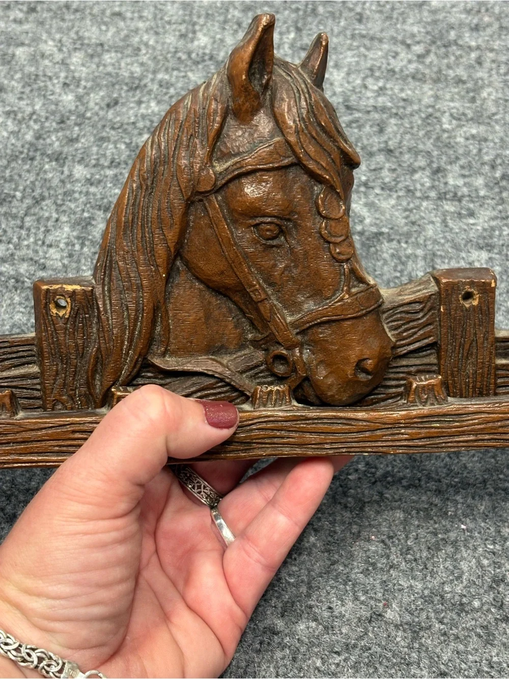 Rustic 1960s Horse Wall Rack for Pipes or Ties